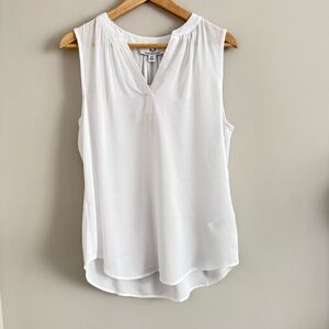 M Magaschoni Split Neck Top Viscose Blend White Medium NWT NEW